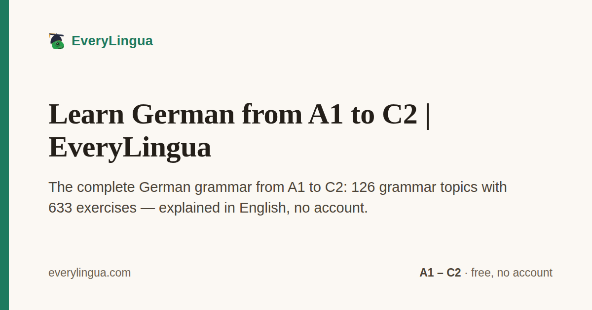 Learn German Free – Grammar A1–C2 | EveryLingua